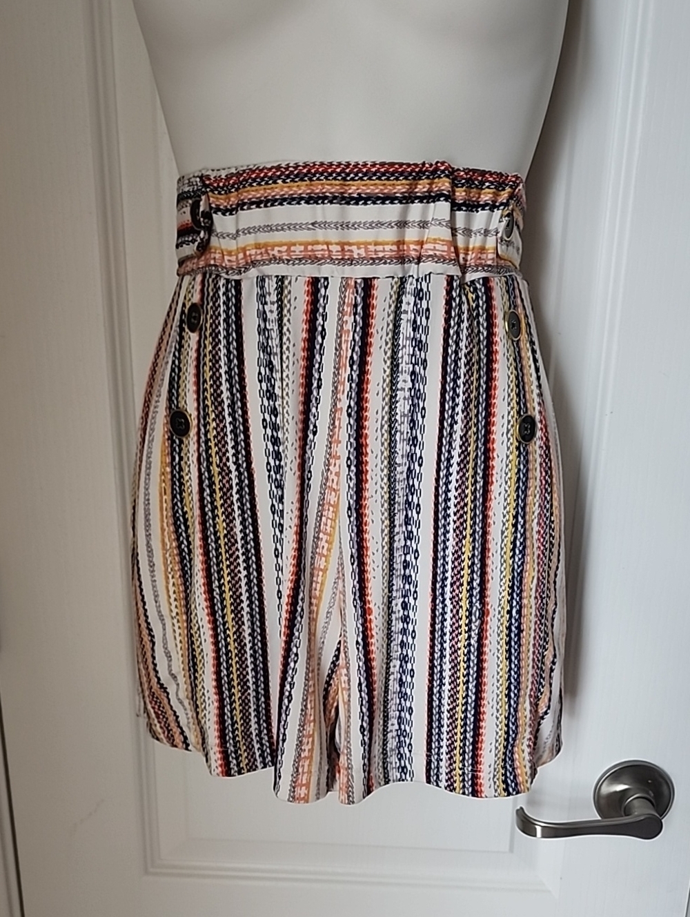 Striped Multi-Color High-Waist Women's Shorts